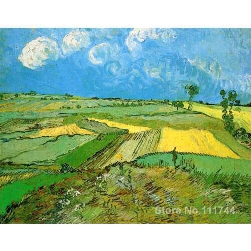 Vincent Van Gogh paintings of Wheat Fields at Auvers Under Clouded Sky impressionism art High quality Hand painted