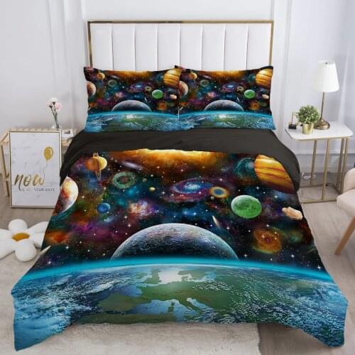 3D Bedding Sets Euro Double Queen King Duvet Cover Set Blanket Quilt Cover 2-3Pcs Bed set Starry Galaxy