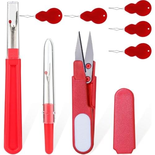 LMDZ 8PCS Hand Sewing Tools Set Seam Ripper Needle Threader Tailor Scissor Sewing Stitch Ripper Handle Craft Embroidery Tool