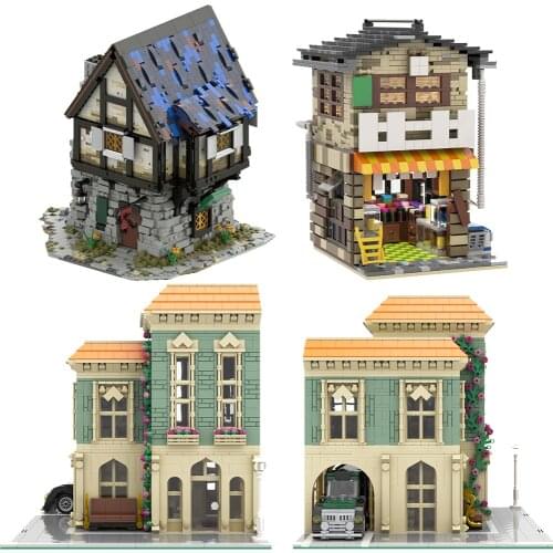 MOC The Medieval Smithy Magic House Church Building Blocks Kit Town Street Architecture Edifice Bricks DIY Toy For Children Gift