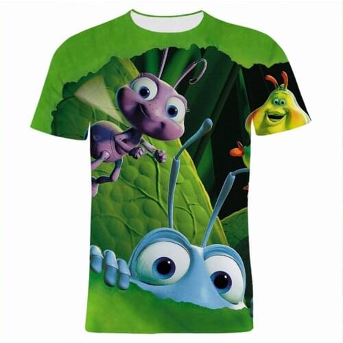 2021 New Summer T Shirt For Men Disney A Bugs Life Cartoon Anime Boy Girl Kids Clothes Casual 3D Printed Women Tee Shirts
