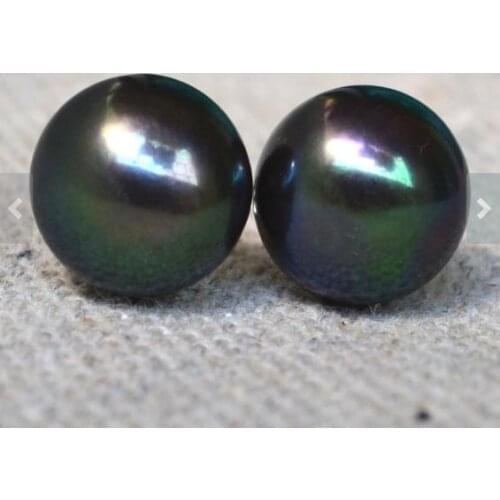 New Arrival Favorite Pearl Jewelry 11mm Black Freshwater Pearl Stud 925 Silver Earrings Wedding Birthday Fine Jewelry Women Gift