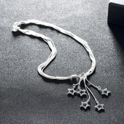 925 Sterling Silver Necklaces Jewelry 18 Inches Star pendant necklace high quality Christmas Gifts Wedding