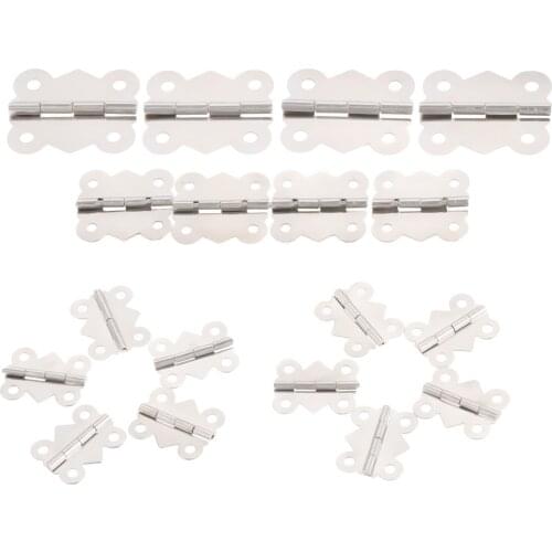 10/4Pcs Cabinet Door Hinge Wooden Box Gift Jewelry Boxes Butterfly Furniture Hinge 4 Holes With Screw Decorative Furniture Parts