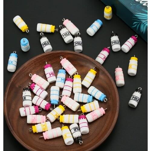 10pcs/lot Simulation Resin Drink Milk Bottle Charms Pendant For Jewelry Making DIY Earrings Bracelet Necklace