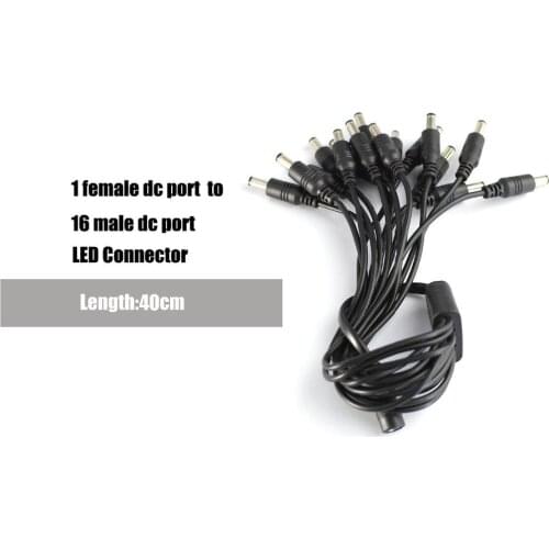 BSOD DC Power Splitter Cable Adapter Connector 5.5x2.1mm Female 1 to 16 Male Plug Jack for LED Strip CCTV Camera