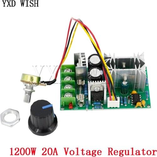 1200W 20A Voltage Regulator PWM DC Motor Speed Controller DC 10V-60V Adjustable Fan Motor Speed Regulator Governer 12V 24V