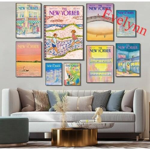 New Yorker Magazine Retro Poster, Flower Poster,City Poster Magazine Print,, Gallery Wall, Home Decor Canvas Wall Art Prints