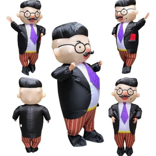 Christmas Office Handsome Boss Inflatable Costume Halloween Cosplay Party Costumes for Man Adult Stage Perfomance Clothes Suit