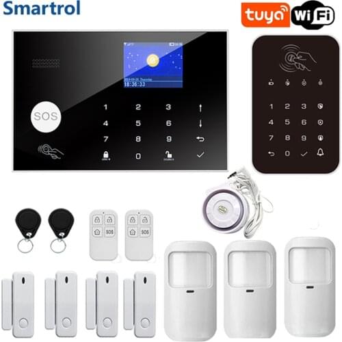 Wireless WIFI GSM Home Security Alarm System RFID Burglar Remote Control Autodial Siren Sensor Kit compatible Alexa & Google