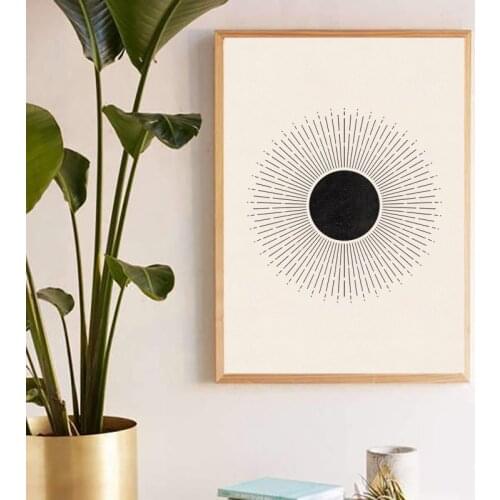 Modern Sun Illustration Neutral Colors Style Canvas Painting Posters and Prints Wall Art Modular Pictures Living Room Home Decor