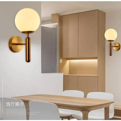 Nordic E27 LED wall lamps Modern style Glass Ball Wall lights for Passage Corridor Bedroom Bedside lamp Wall Sconces AC85-265V