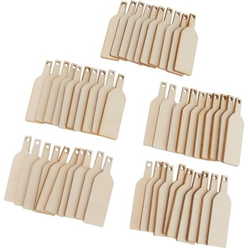 Pack of 50 Blank Wooden Wine Bottle Cutout Gift Tags Label Ornament DIY Craft