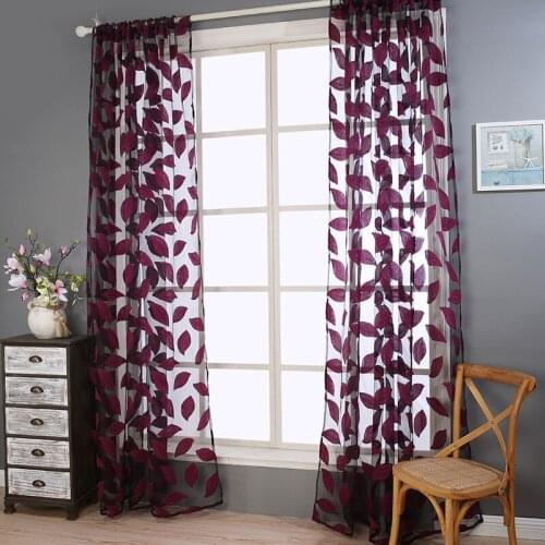 High quality 100% poly leaf new design European and American style curtain