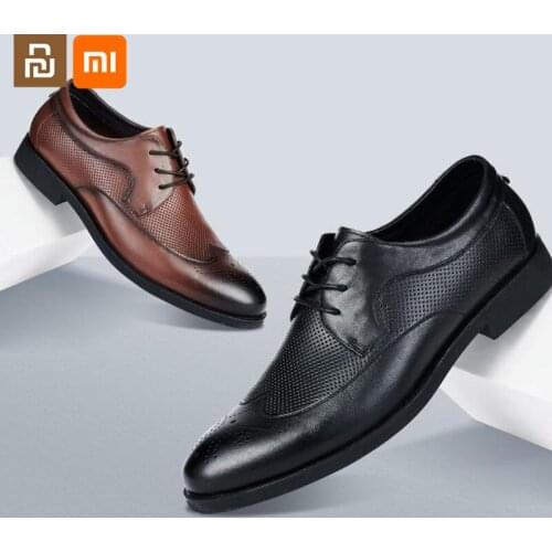 Xiaomi youpin carved calfskin punched leather shoes classic mens business leather shoes high quality