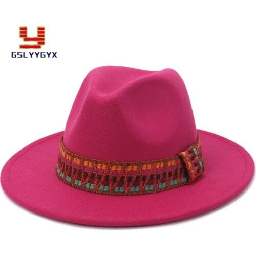 2020 Hot Sell Fall Winter Church Party Woolen Felt Fedora Hat for Women Men Elegant Fashionable Jazz Panama Hat