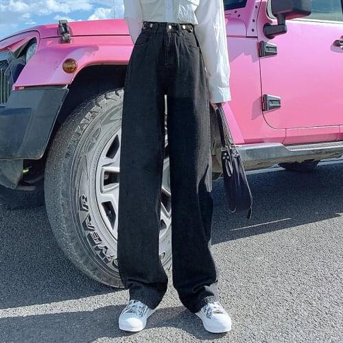 Varofi Wide-leg jeans womens 2021 high-waisted, straight-leg, loose, drape floppy pants baggy jeans women woman jeans