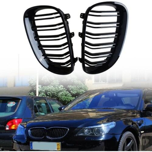 1 Pair Grille Glossy Easy to Install ABS Vehicle Front Grill 51712155446/51712155447/51137065701 for BMW E60 2004-2009