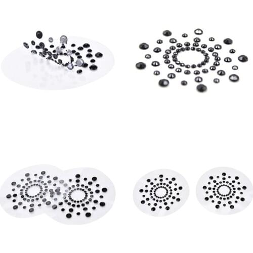 1 Pair Jewels Body Big Classic Festival Breast Bling Gem Cluster Self Adhesive Stick On Paint Decor At Clubbing