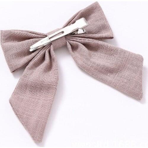 1PC Cotton Linen Solid Color Long Tail Bow Hair Clips Barrettes Hairpins Grips Girls Women Cute Sweet Hair Accessories Headwear