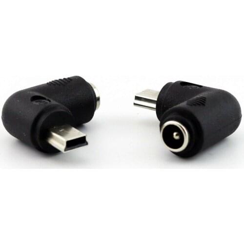 10pcs DC 5.5 x 2.1mm Female To Mini USB B 5 Pin Male Plug 90 Degree Right Angle Power Supply Adapter Connector