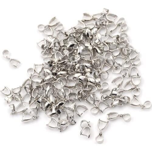 10Pcs/lot 925 Sterling Silver Handmade Jewelry Findings Stamped Silver Bail Connector Bale Pinch Clasp Pendant For Necklace