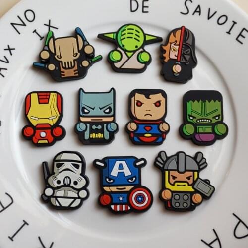 10PCS PVC Disney Avenger Shoe Charms Shoe Accessories Shoe Decoration Shoe Buckles Accessories Fit Wristband/Croc X-mas Gifts