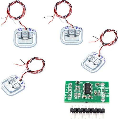 4PCS 50kg Body Load Cell Weighing Sensor Resistance Strain Half-bridge Total Weight Scales Sensor + HX711 AD Module Measurement