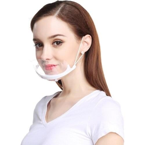 40Pcs Mask Against Droplets Catering Food Hygiene Plastic Kitchen Restaurant Spit Saliva Chef Smile Transparent Mask