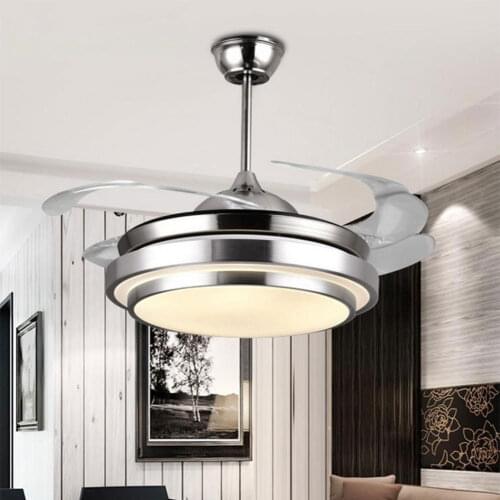 42 inch Factory wholesale Modern Invisible Fan lights Acrylic Leaf Led Ceiling Fans 110v/220v Wireless control ceiling fan light