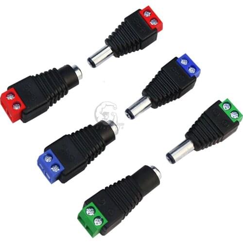 Cameras 2.1mm x 5.5mm Female Male DC Power Plug Adapter Female Plug Jack Adapter Connector Male Plug Socket green Red Blue