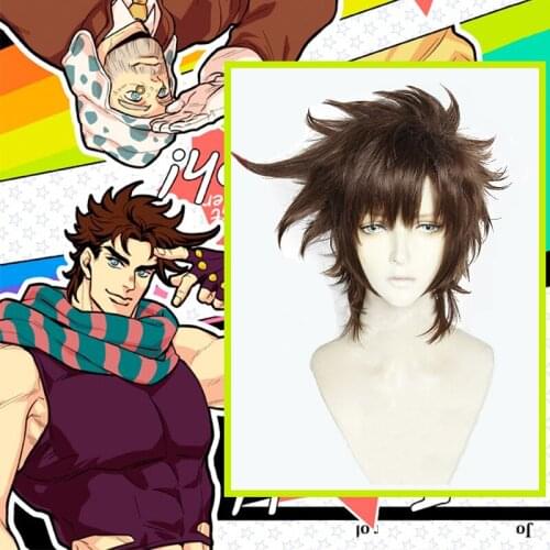 Anime Comic JoJos Bizarre Adventure Cosplay Wigs Joseph Joestar Cosplay Wig Heat Resistant Synthetic Hairs Straight Hot