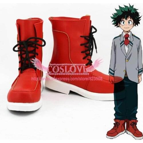 My Hero Academia Boku no Hero Akademia Izuku Midoriya Deku Red Cosplay Shoes Boots CosplayLove