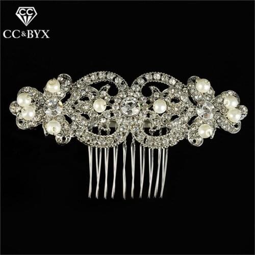 CC engagement jewelry hair combs crown hairpins simulated pearl wedding accessories bridal shine rhinestone party beach diy A022