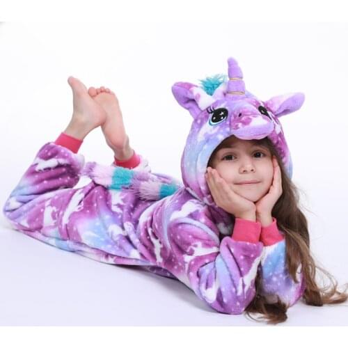Girls Stitch Pajamas Children One Piece Padan Jumpsuits Baby Kigurumi Pajama Child Unicorn Rainbow Pajamas Oneiese Kids Overalls
