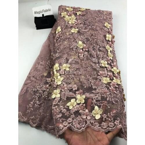 Hot Sale Nigerian Party New Wholesale Tulle Lace Fabric In Stock Bead Embroidery Fabric For Party Dress H0124