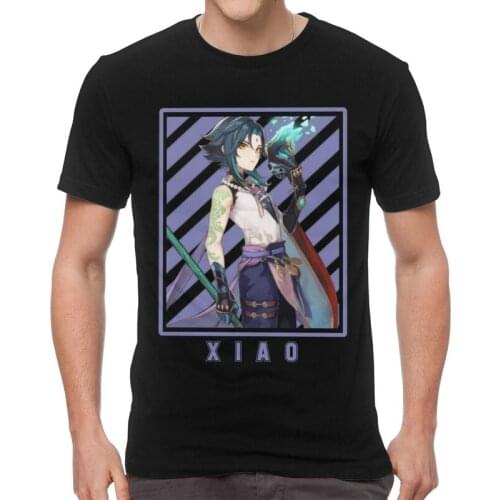 Xiao Genshin Impact Anime Japanese T-shirt Mens Harajuku T Shirt Short Sleeve Cotton Game Tshirt Cool Tee Tops