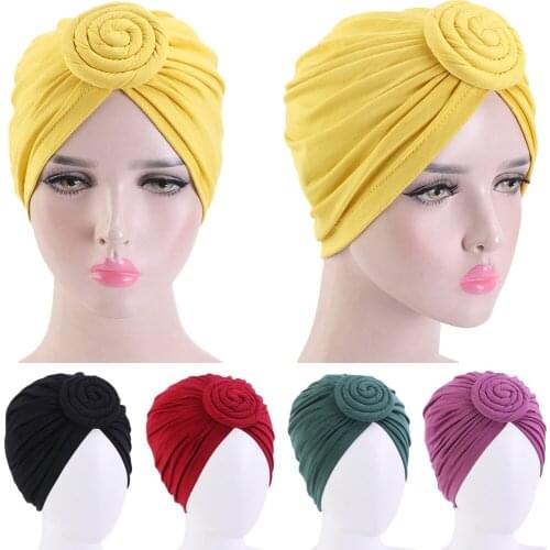 Women Muslim Scarf Inner Caps Ladies Islamic Cross Round Flower Headwear Turban Headwrap Indian Hat Beanies Skullies Bonnet Cap