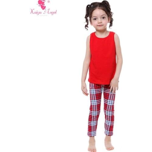 Kaiya Angel Children Clothing Outfits Tank Top Pants 2 Pcs Suit Toddler Girl Clothing Plaid Kids Clothes Set