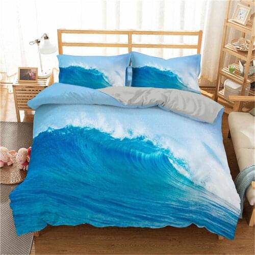 3D Blue Sea Bedding Set Sunrise Print Duvet Cover set Comforter Bedding sets with pillowcase King Size bedroom comforter set