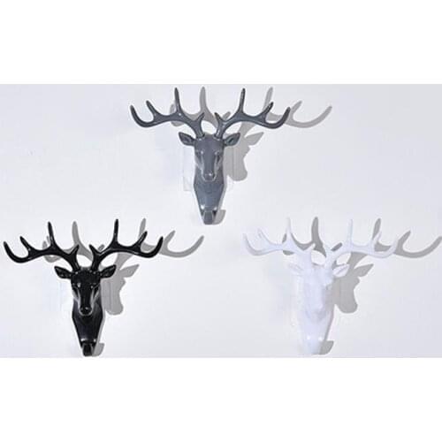 Creative three-dimensional wall-mounted hook antlers American wall decoration hook deer head wall hook seamless key wall hook