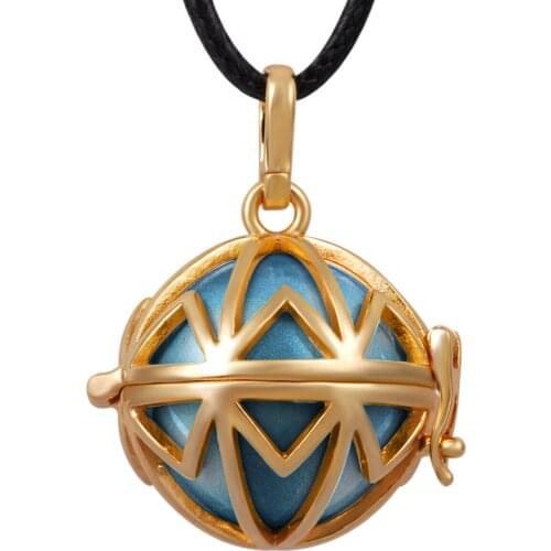 Eudora Round Harmony Bola Ball Pendant with wax Lether Rop Gold color Cage Locket Necklace for Pregnant Women birthday gift H191