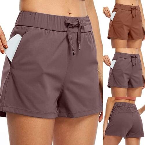 Summer Shorts Womens Casual Solid Sport Pockets Shorts Frenulum Fashion Shorts European American Trousers Pantalones Cortos