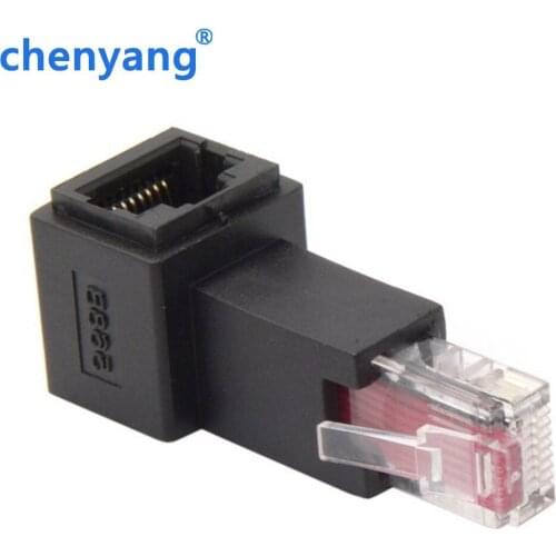 Left Angled 90 Degree 8P8C FTP STP UTP Cat 5e Male to Female Lan Ethernet Network Extension Adapter