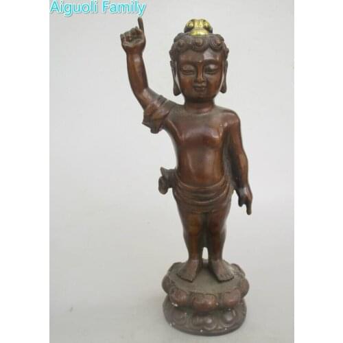 Metal Craft/Art Collection Chinese Old Purple Copper Carved Prince Edward Buddha Statue/Antique Sculpture