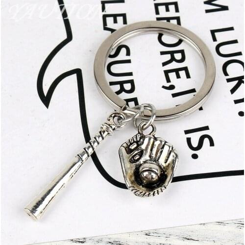 Mini baseball keychain,baseball and bat key ring,baseball glove key chain