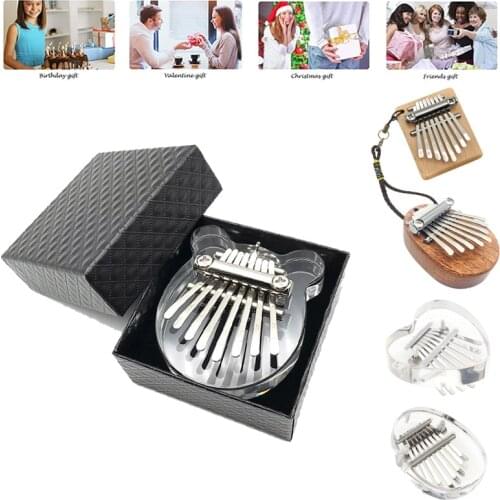 8 Keys Tones Mini Kalimba Thumb Piano Acrylic Wooden For Beginner Kids Musical Instrument Tune Hammer Gift Finger Piano