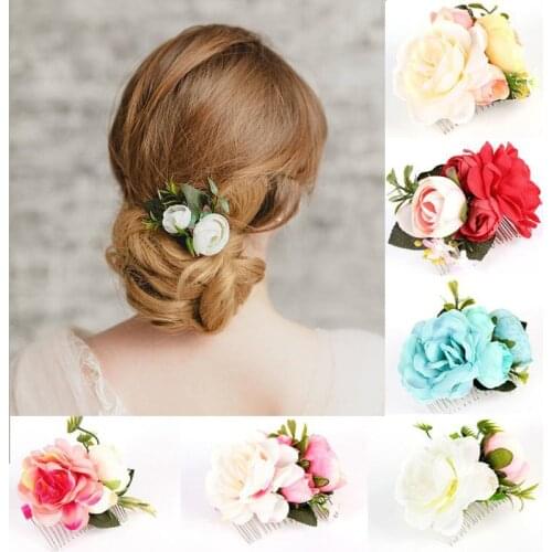 MISANANRYNE Fashion Flower Hair Comb Hair Clip Women Bridal Wedding Hair Accessories Handmade Headband Girls Head Ornaments