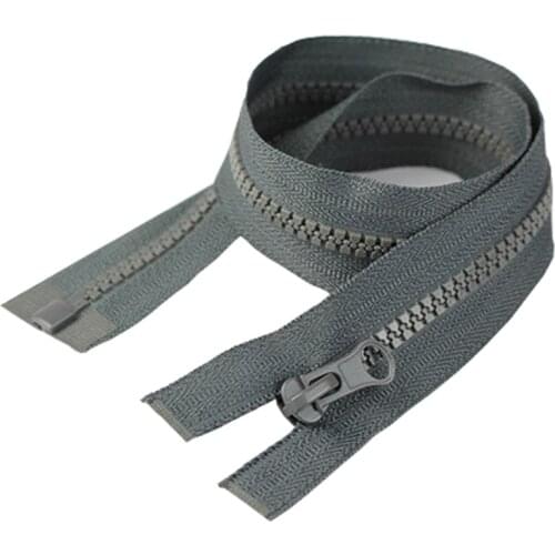 XUNZHE 2ps 50-70cm Zippers Open End zipper Resin Zipper for Sewing Garments Long coat Down Jacket, Grey and black