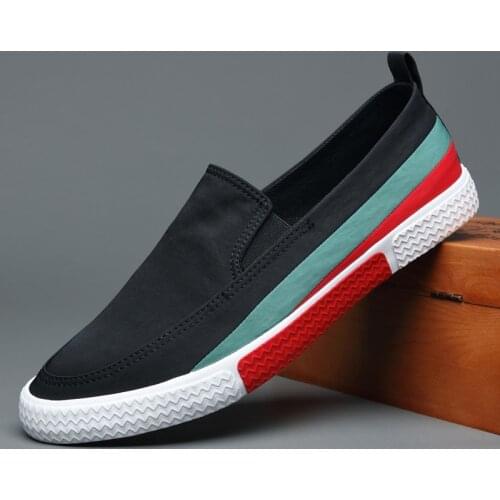 2021 New Men Canvas Casual Shoes Spring Summer Men Lightweight Striped Flat Shoes Trend Man Fashion Loafers